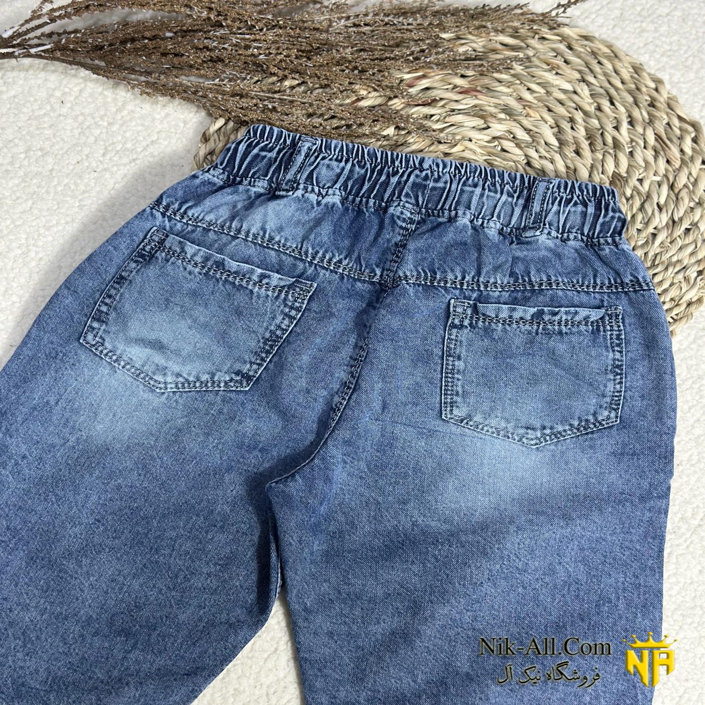 شلوارک جین رایز آبی