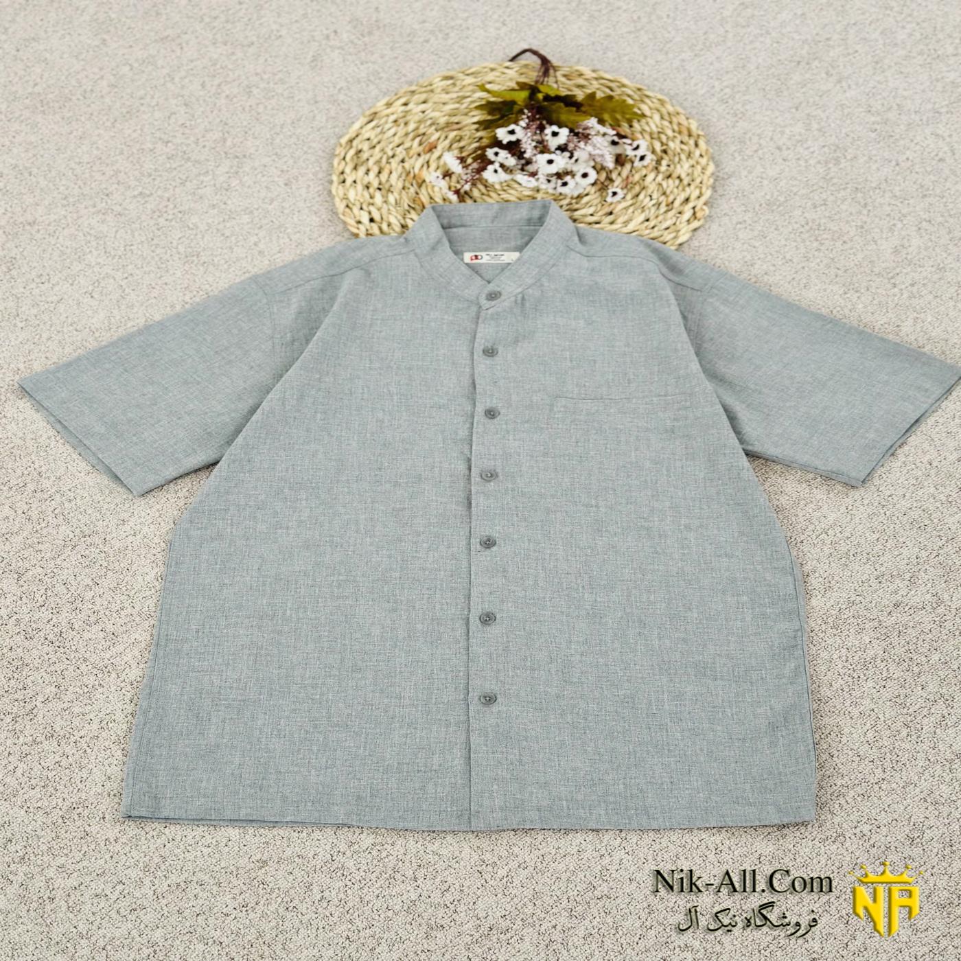پیراهن یقه سه سانتی نقره ای