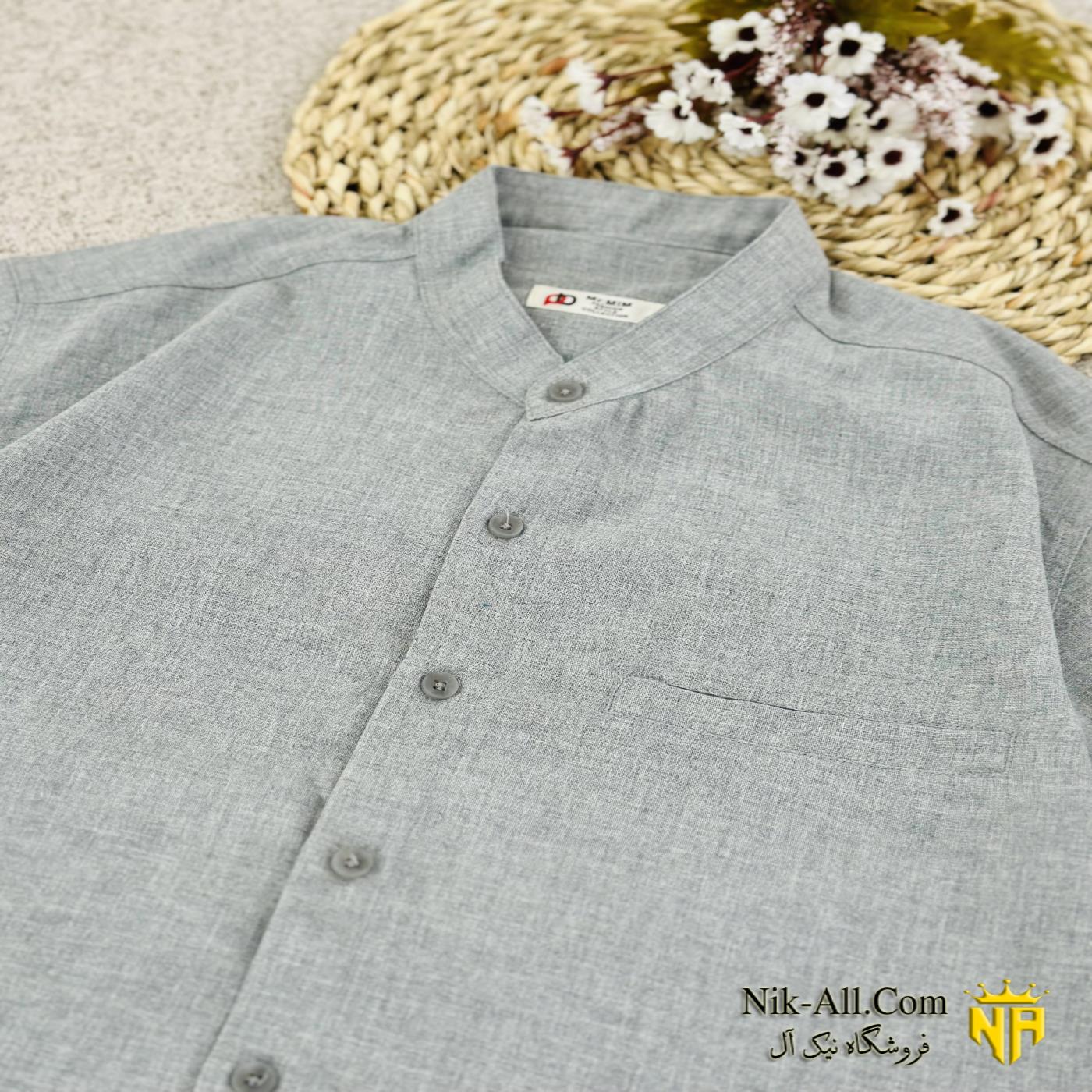 پیراهن یقه سه سانتی نقره ای