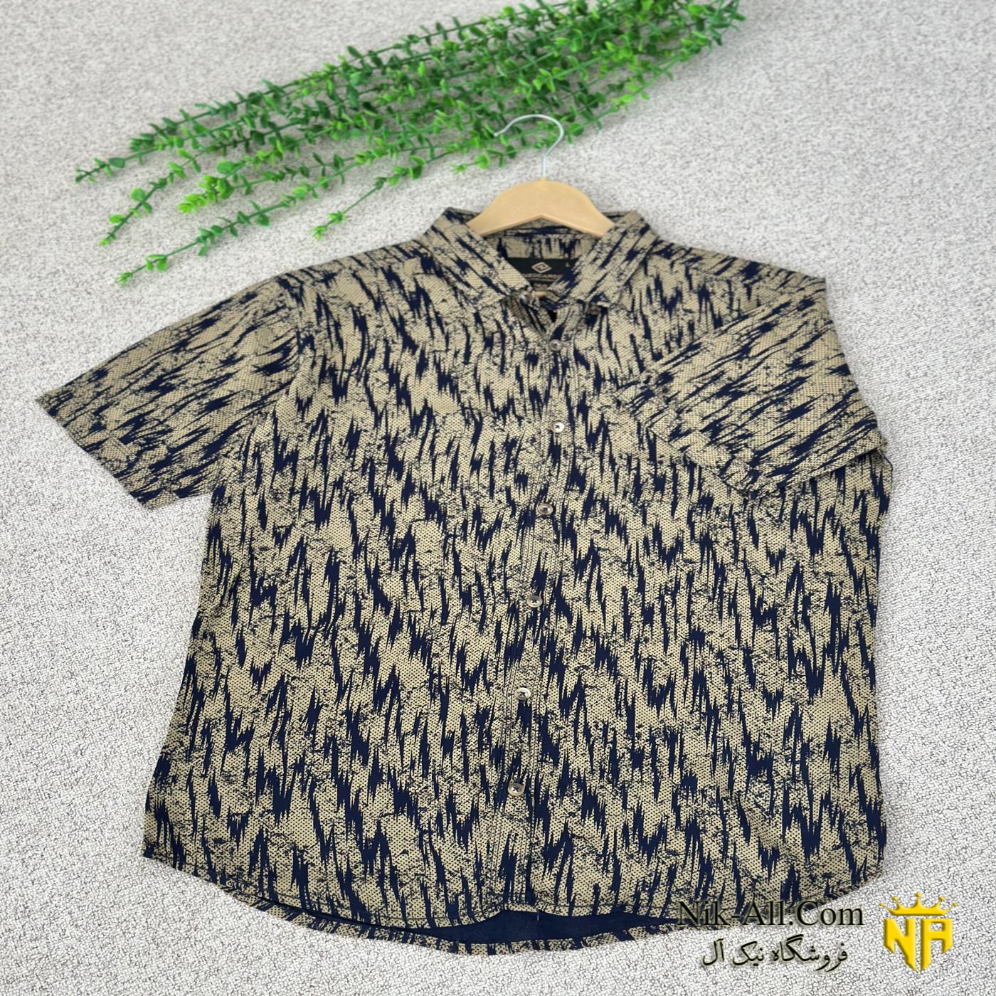 پیراهن هاوایی کوتاه زیتونی