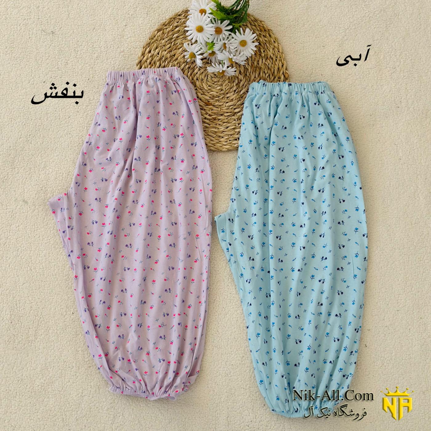 شلوارک نخی گلدار سایز 54