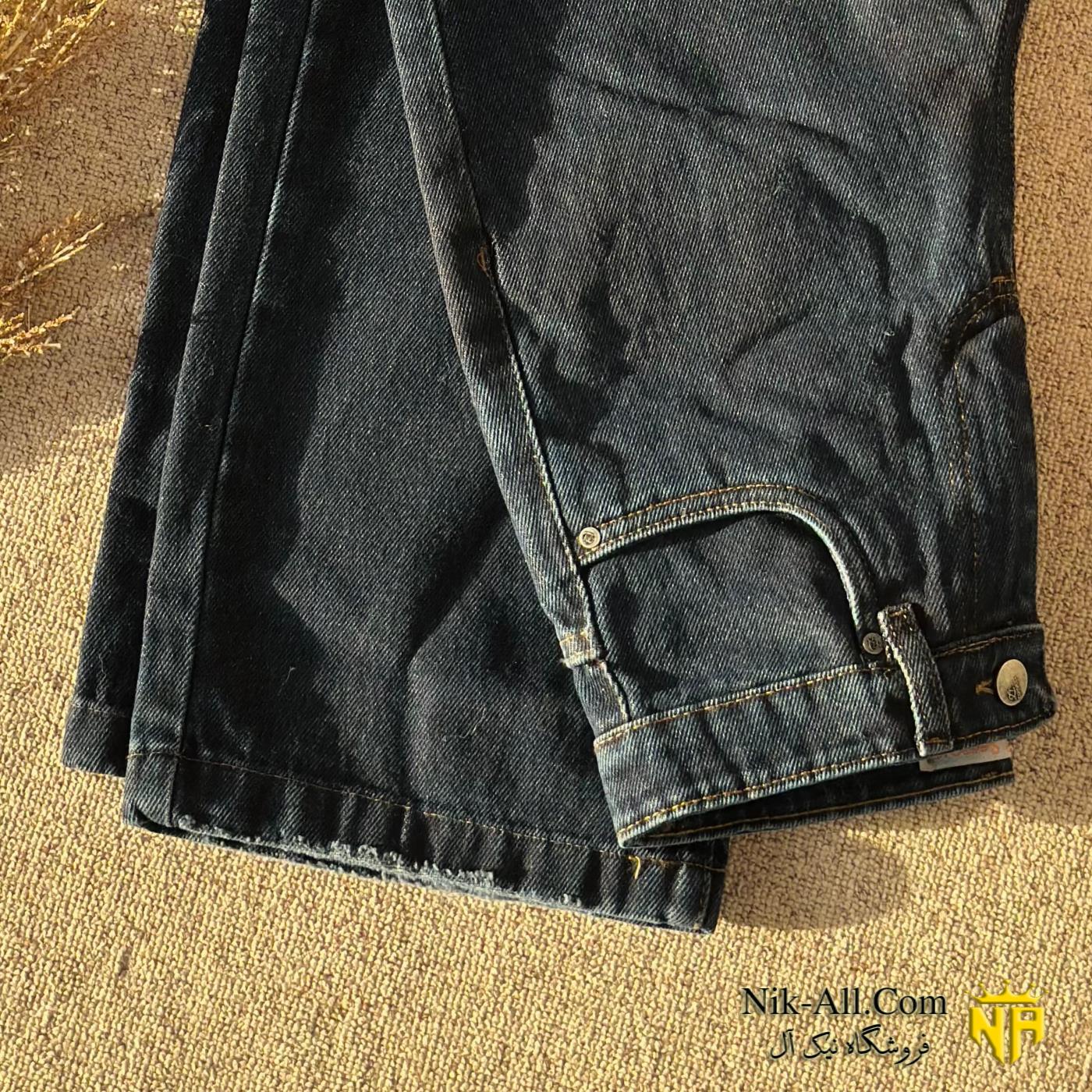 6346 شلوار نیم بگ آبی تیره 