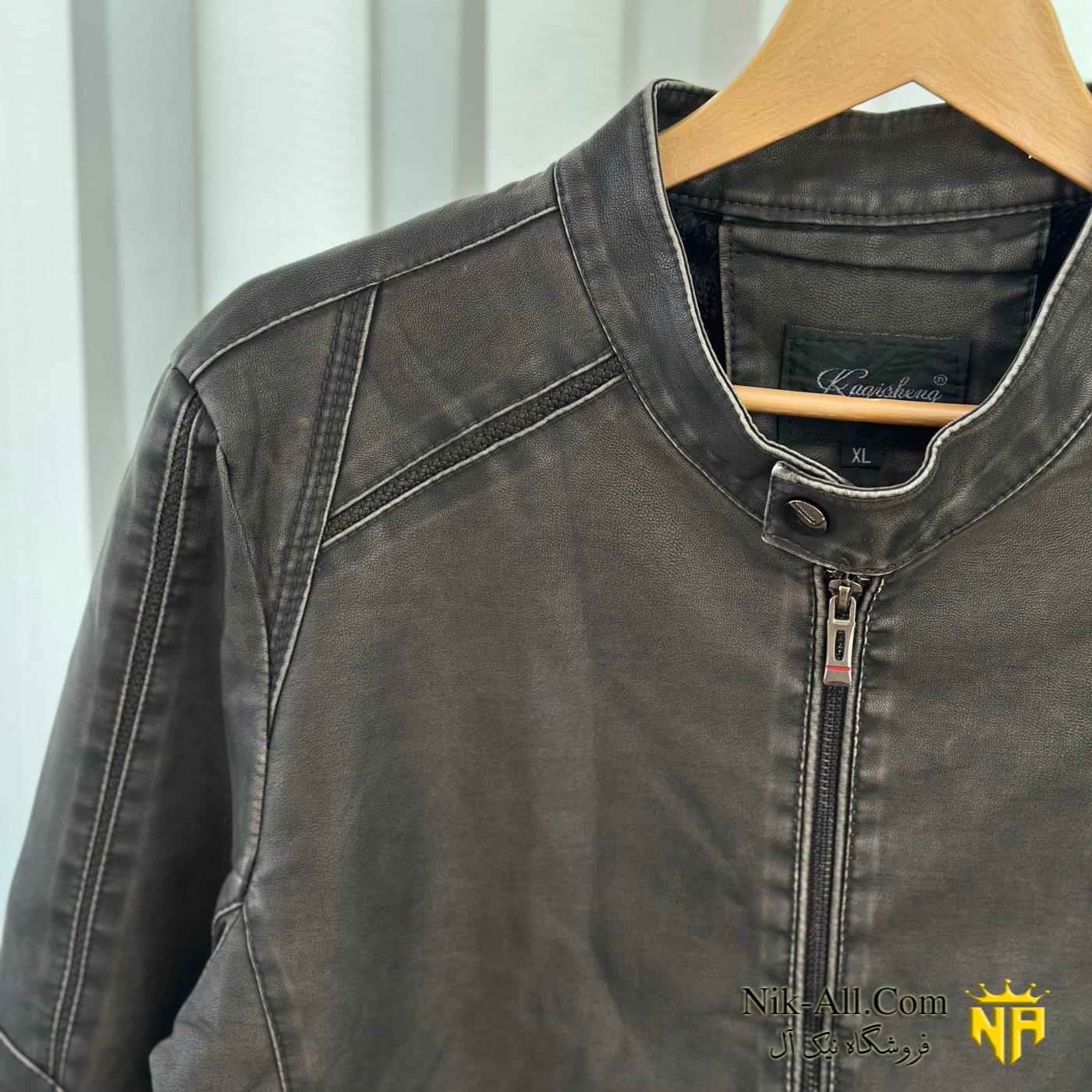 کاپشن چرم سنگشور دودی