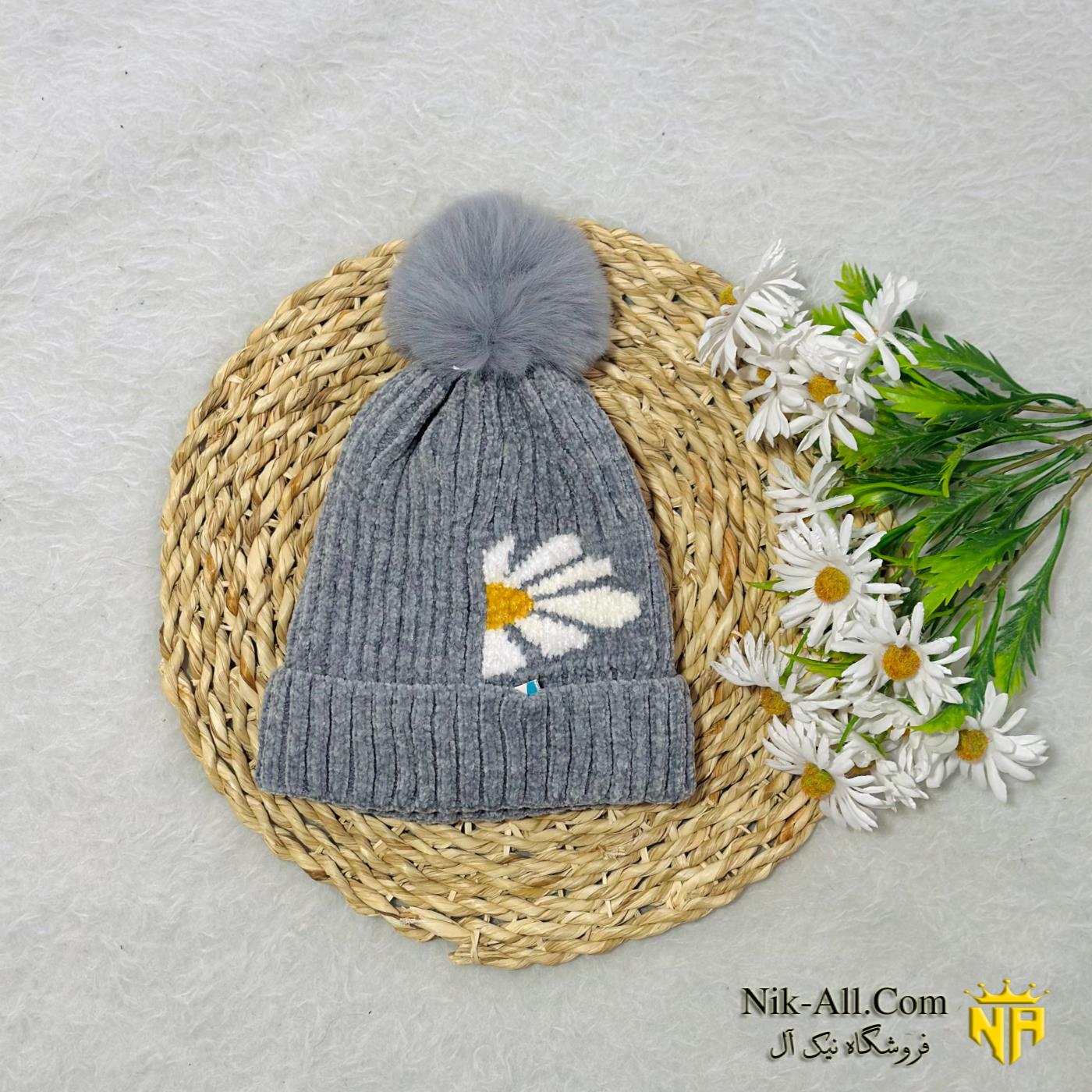 کلاه بافت طرح گل 