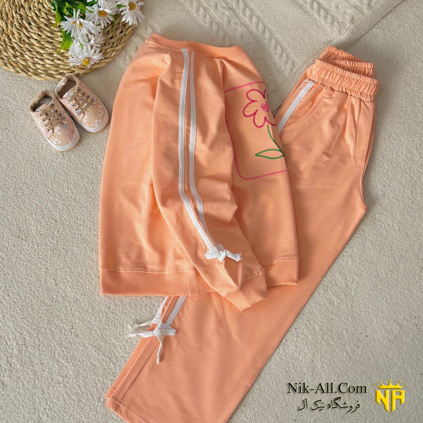 ست دخترانه گلدوزی گل سایز 50